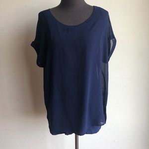 WHBM sz S short sleeve sheer blouse.